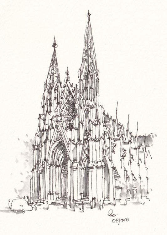 St. Thomas Church Fifth Avenue SW Corner - NYC - Pen - Signed Prints