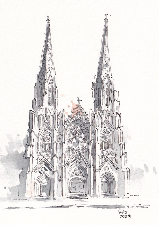 St. Thomas Church Fifth Avenue - NYC - Cartoon Style - Signed Prints