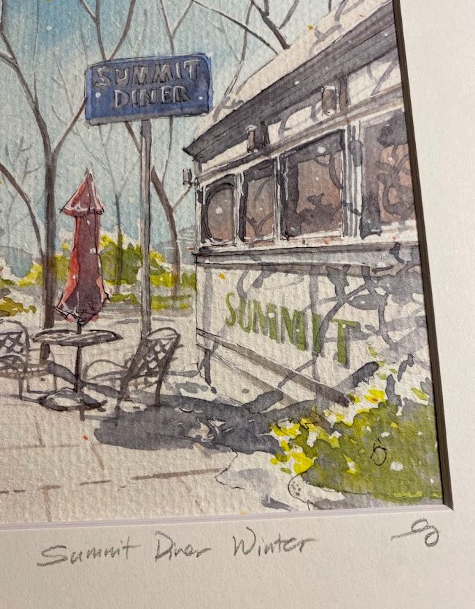 Summit Diner Winter - Jersey Diners - NJ - Watercolor - Signed Prints