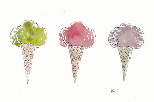 Gelato - 3 Scoops - Watercolor - Signed Prints