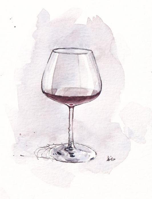 Wine - Burgundy Glass - Watercolor - Signed Prints