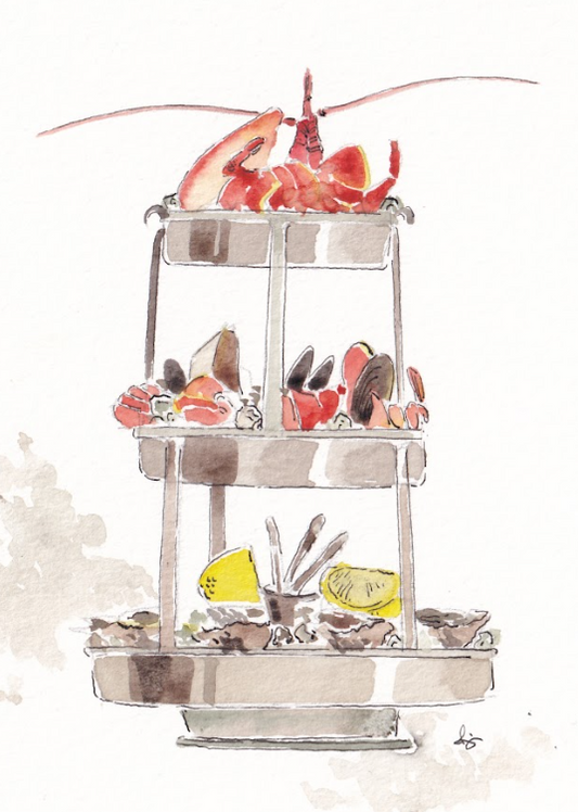 Seafood Tower - Watercolor - Signed Prints