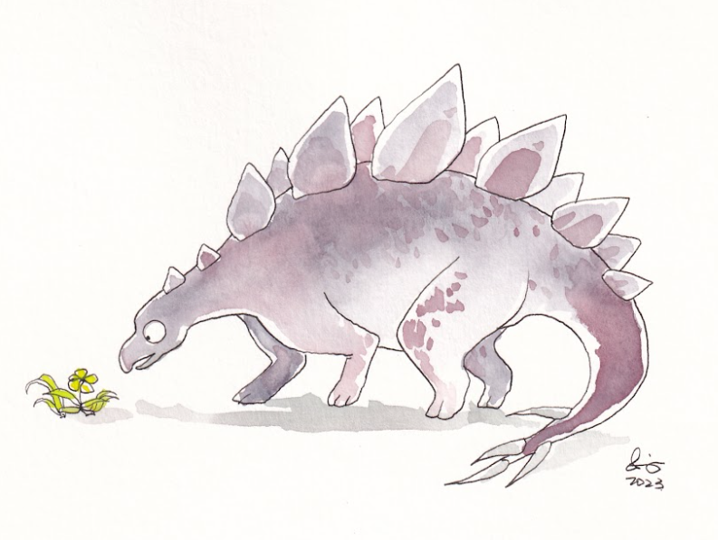 Dinosaur - Stegosaurus - Watercolor - Signed Prints