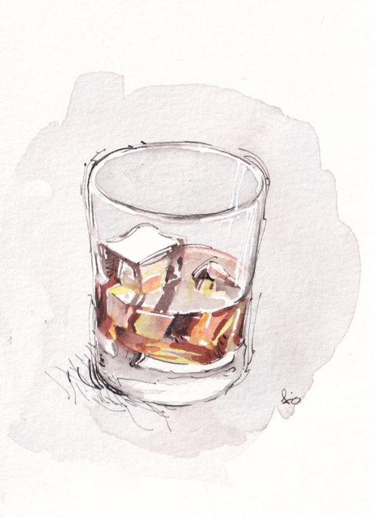 Glass of Whiskey / Whisky - Watercolor - Signed Prints